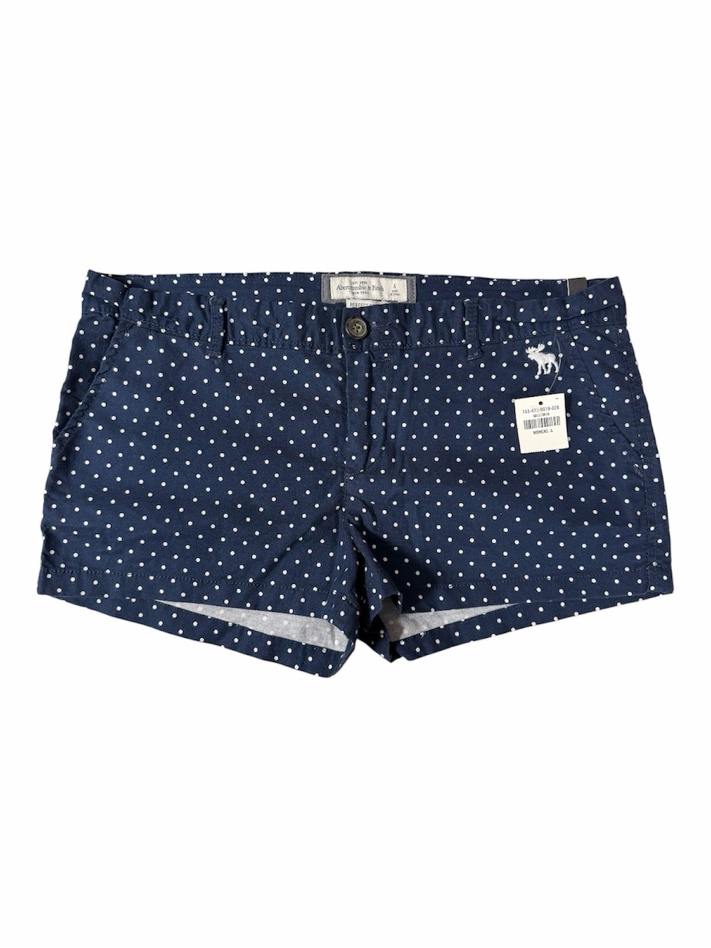 Abercrombie & Fitch Y2K MicroMini Navy Blue Polka Dot Shorts Vtg Preppy Low Rise